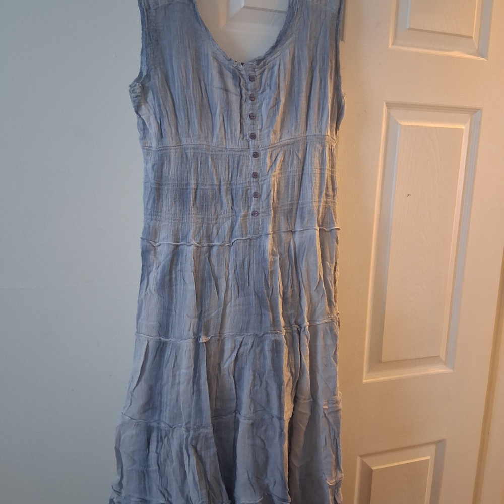 Elegant Sleeveless Blue Midi Dress